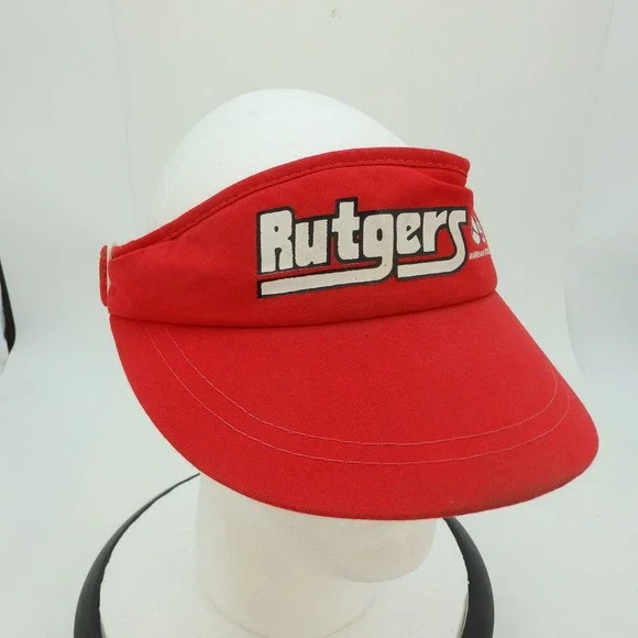 Rutgers Markam Motors Red Visor Hat Adjustable Strap Mens Vintage - Picture 10 of 12